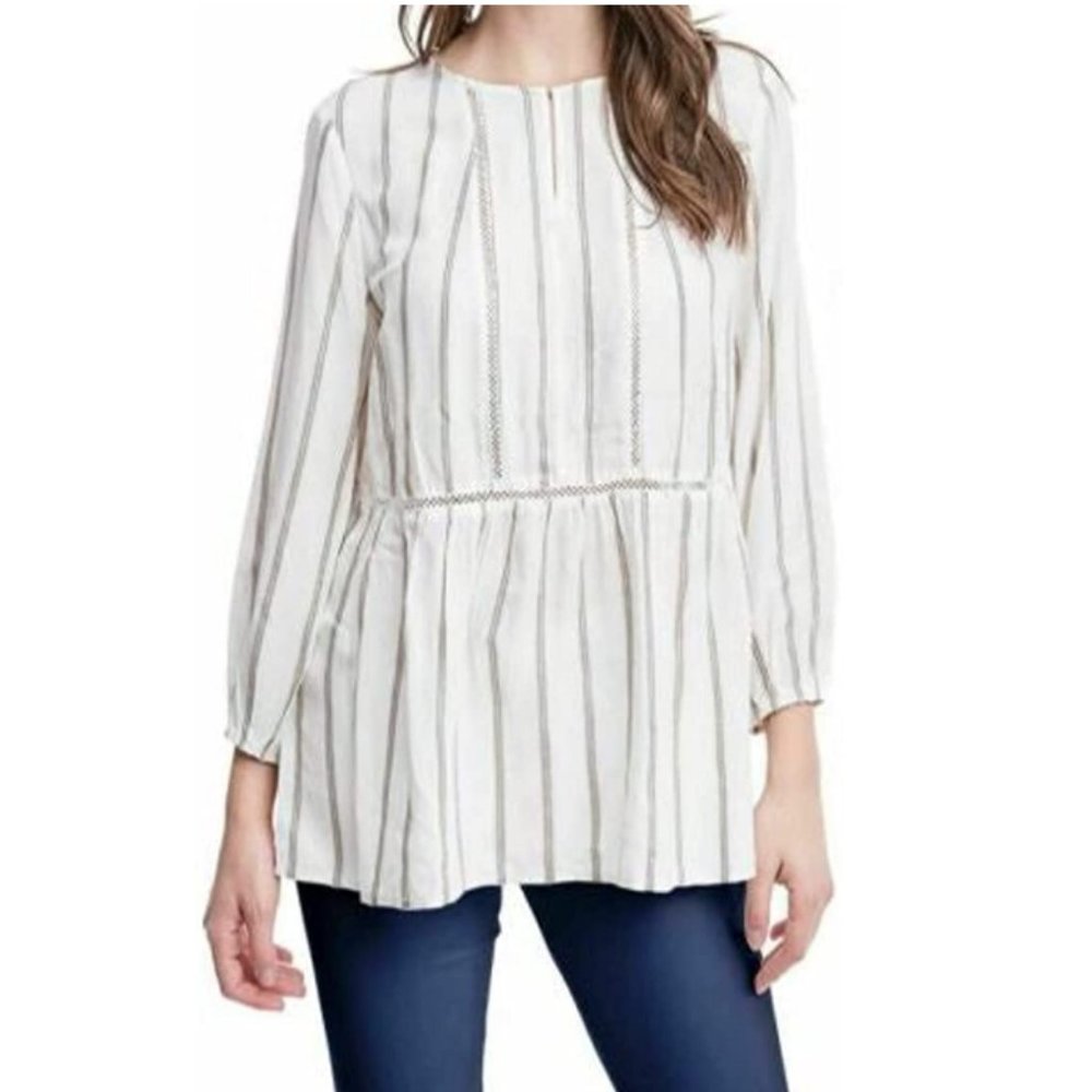 Fever Striped Boho Peasant Top